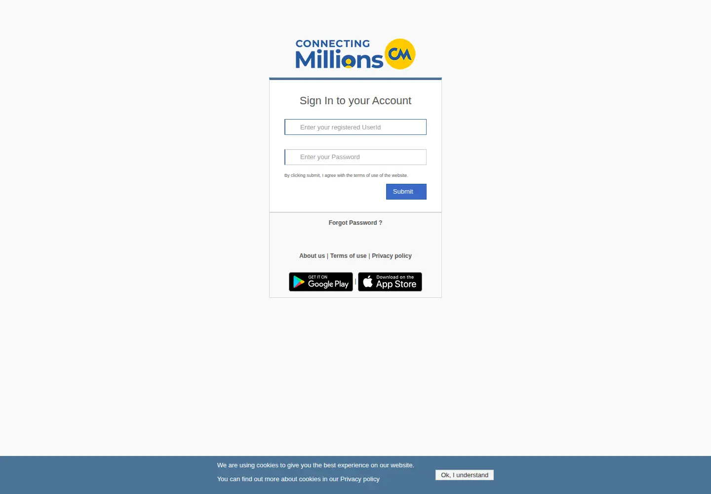 Captured homepage of connectingmillions.com in the current scan