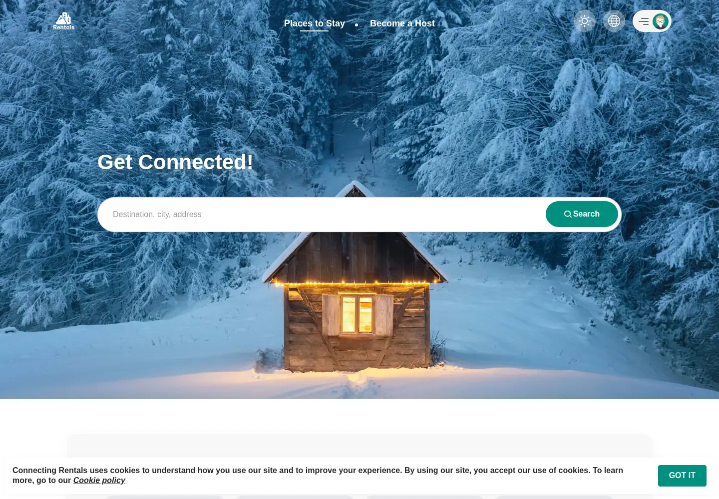 Captured homepage of connectingrentals.com in the current scan