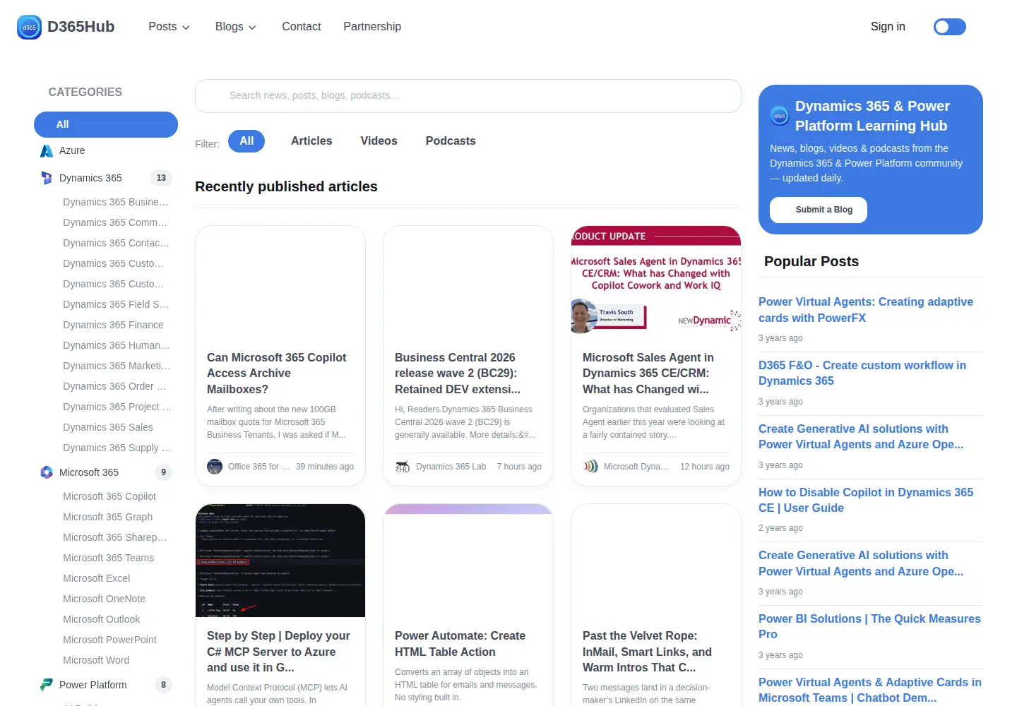 Screenshot of d365hub.com