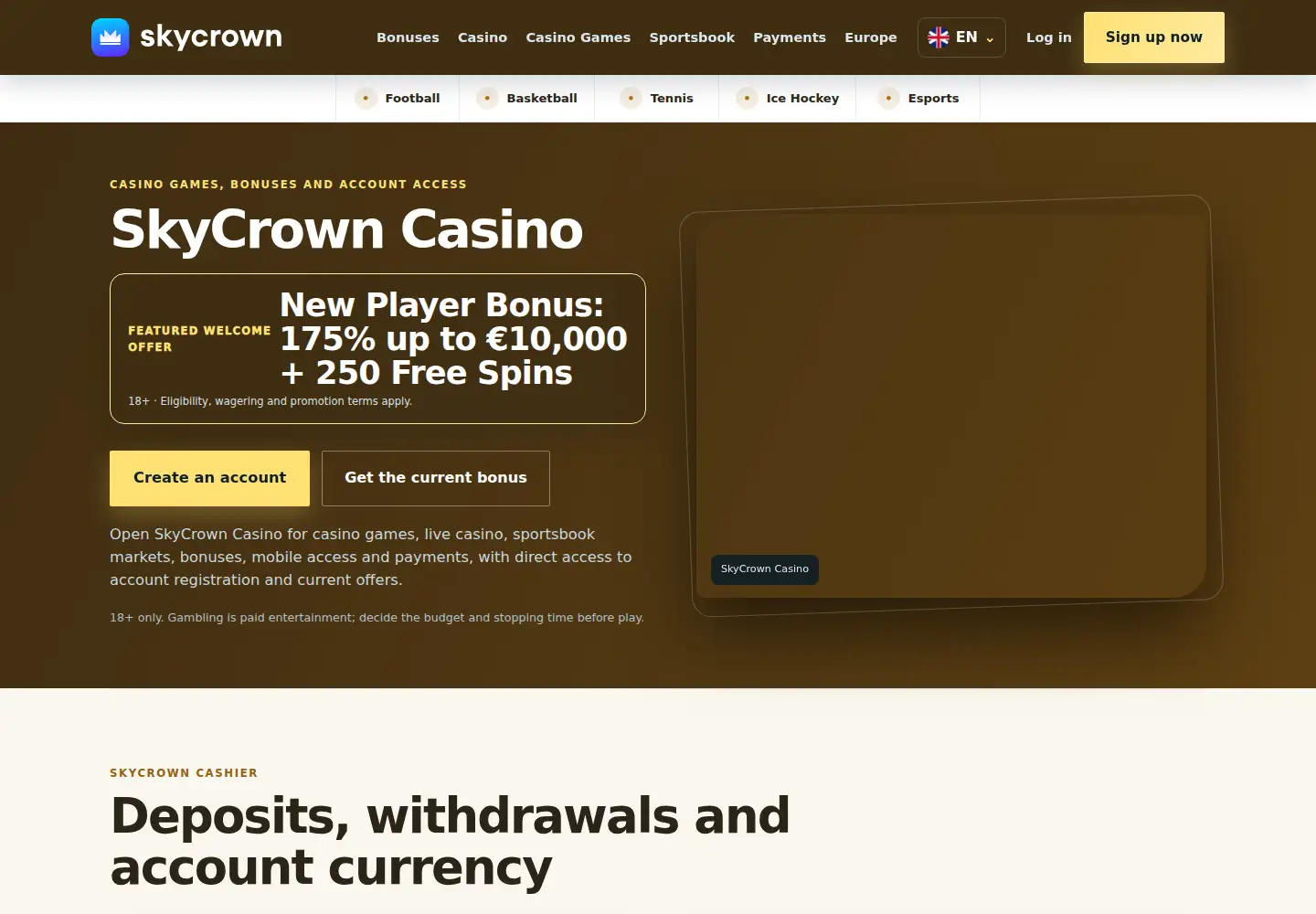 Screenshot of skycrown.eu