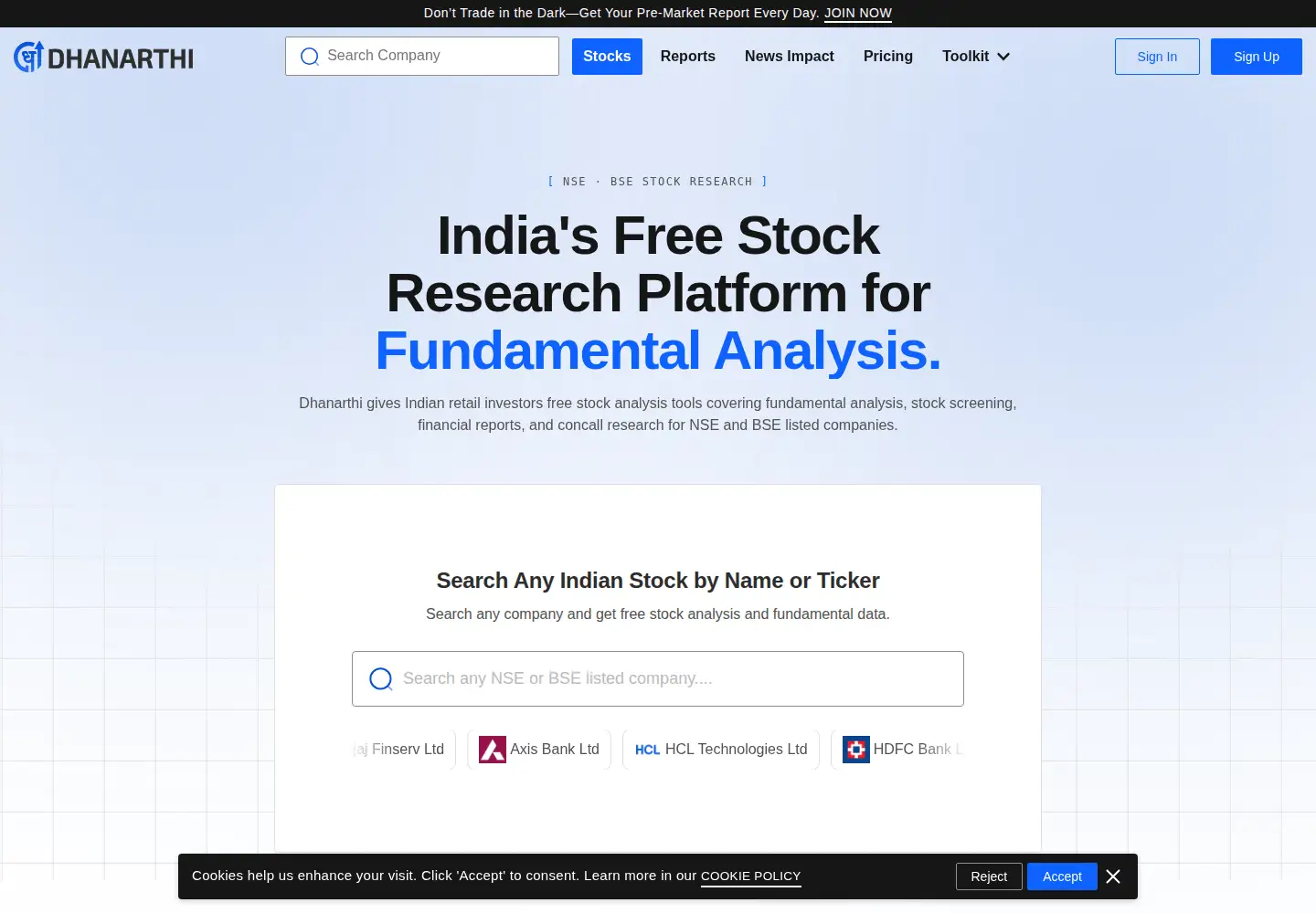 Screenshot of dhanarthi.com