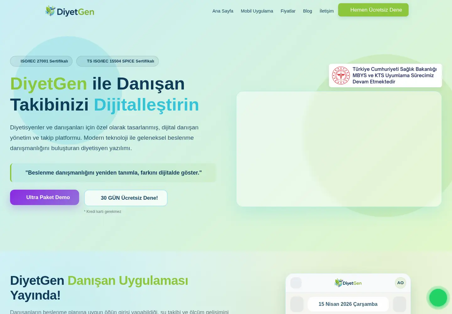 Screenshot of diyetgen.com