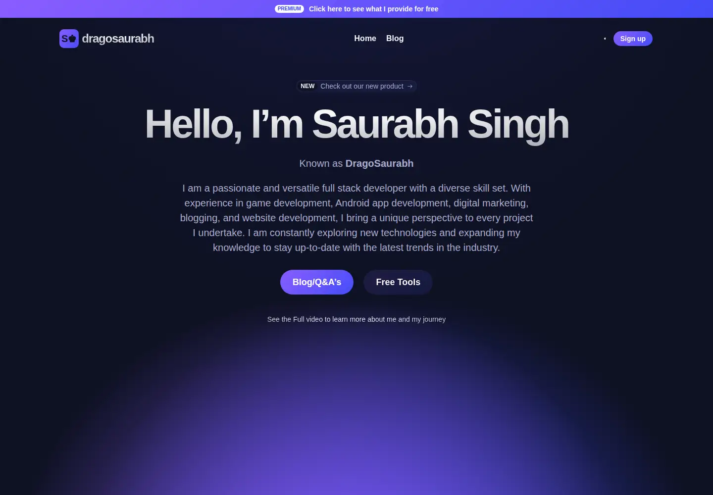 Captured homepage of dragosaurabh.com in the current scan