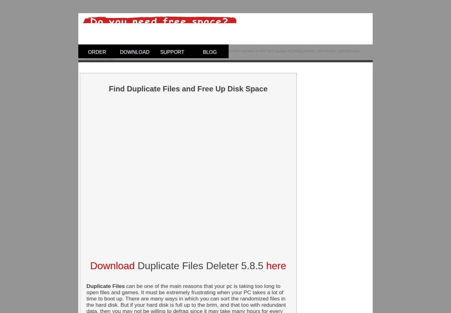 Screenshot of duplicatefilesdeleter.com