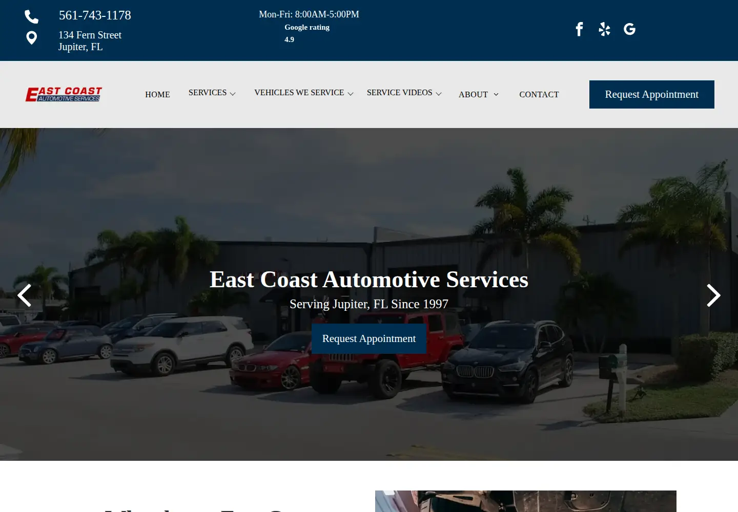 Screenshot of eastcoastautoservicejupiter.com