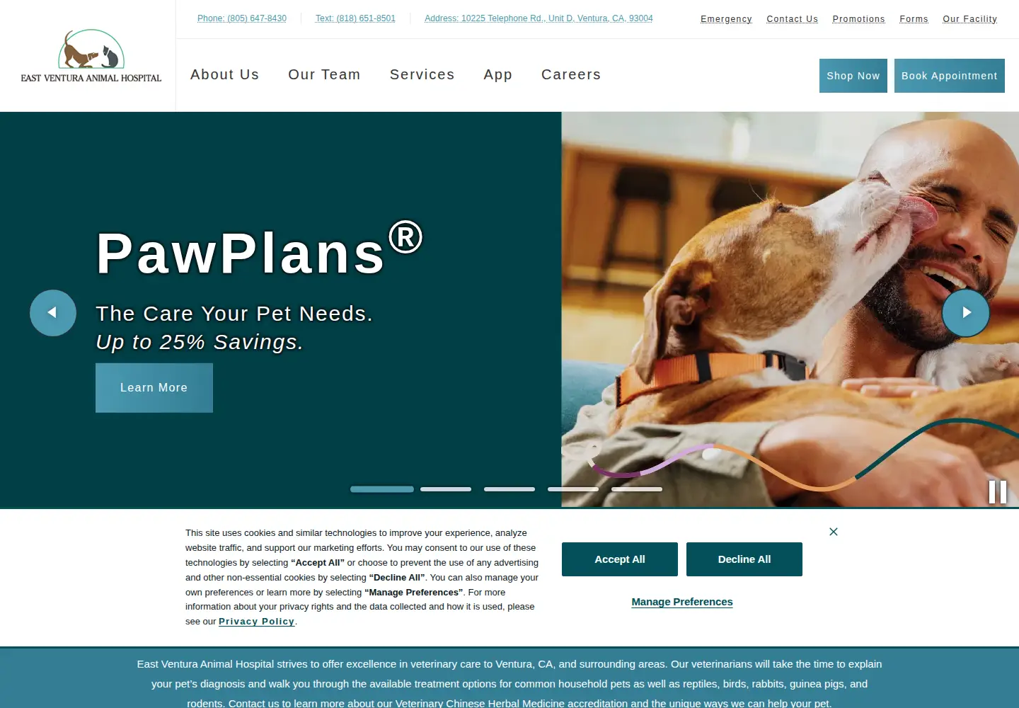 Screenshot of eastventuraanimalhospital.com