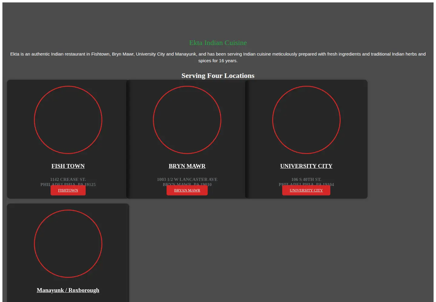 Screenshot of ektaindiancuisine.com