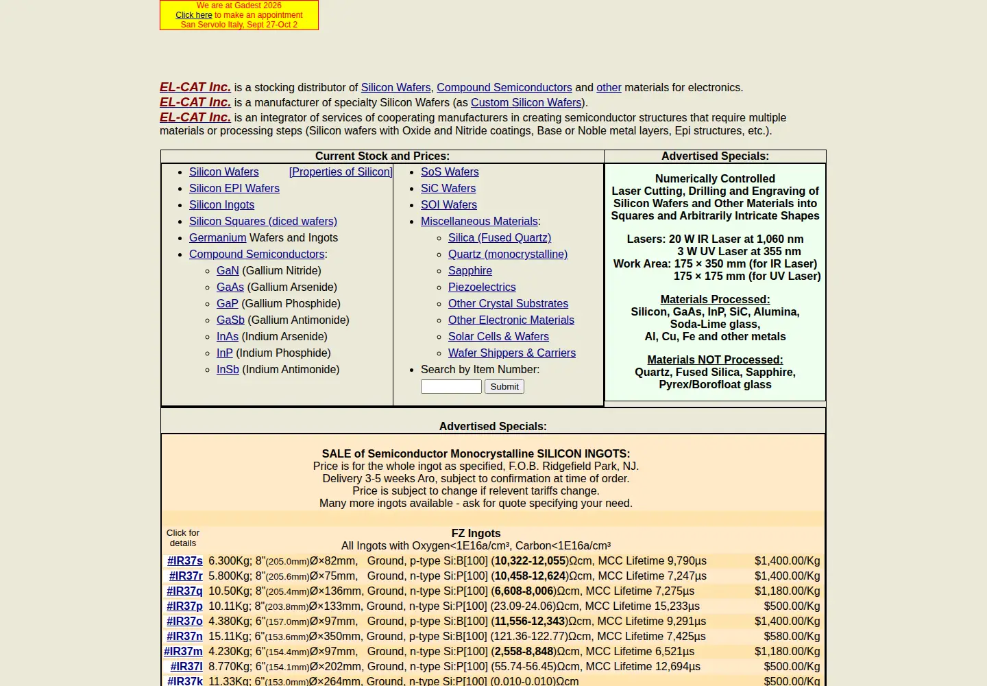 Captured homepage of el-cat.com in the current scan