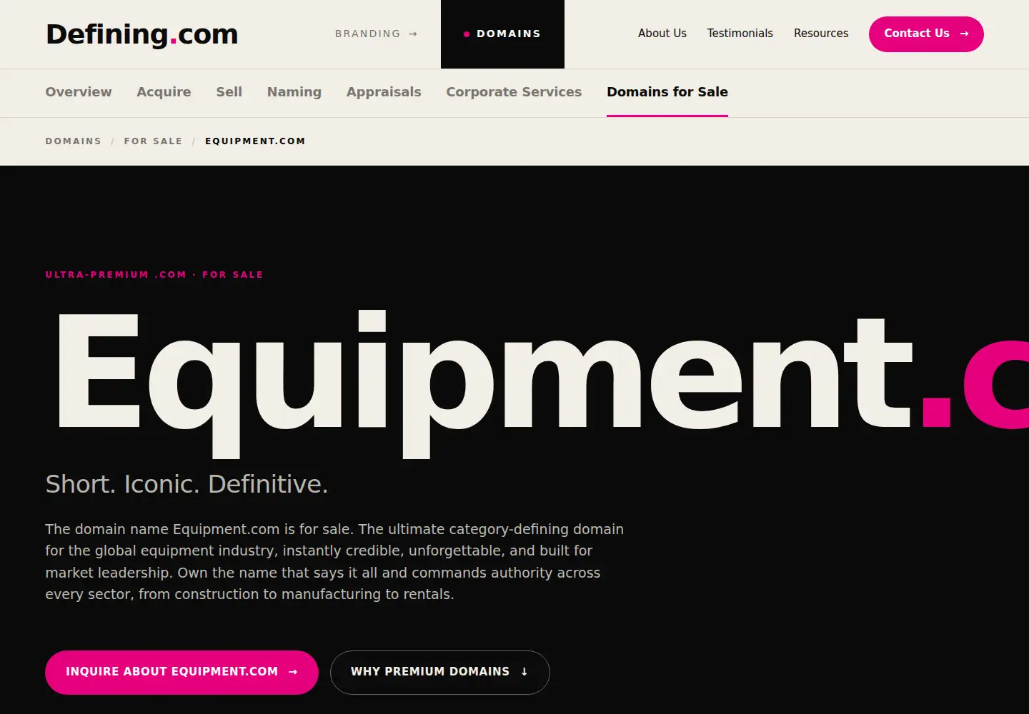 Screenshot of equipment.com