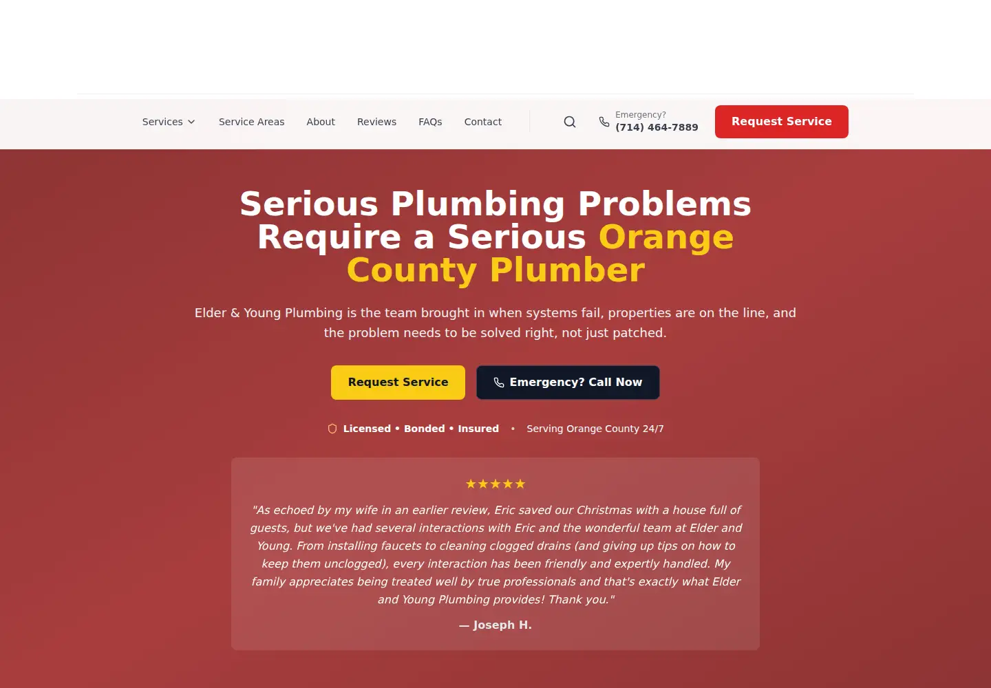 Captured homepage of eyplumbing.com in the current scan