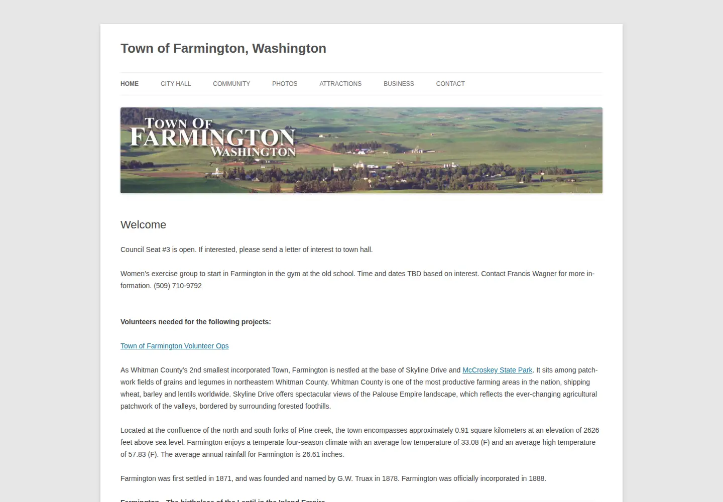 Screenshot of farmingtonwa.com