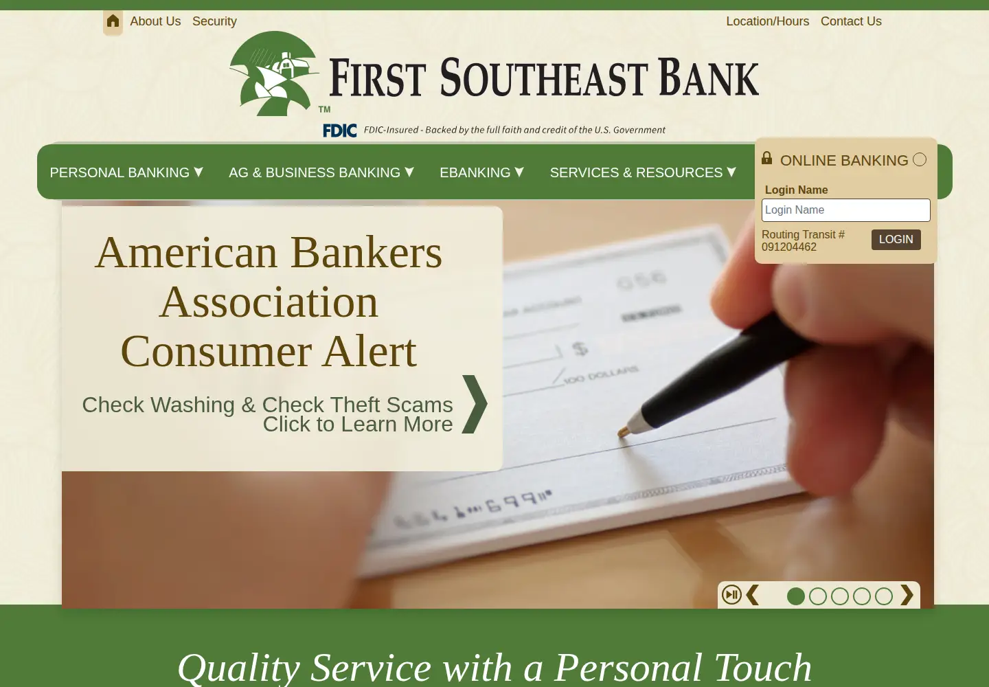 Screenshot of firstsoutheastbank.com