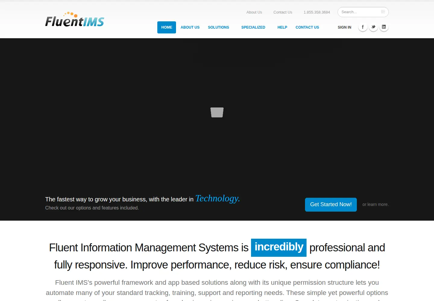 Captured homepage of fluentims.com in the current scan