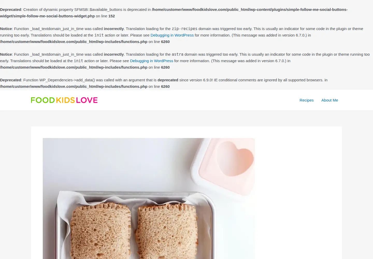 Captured homepage of foodkidslove.com in the current scan