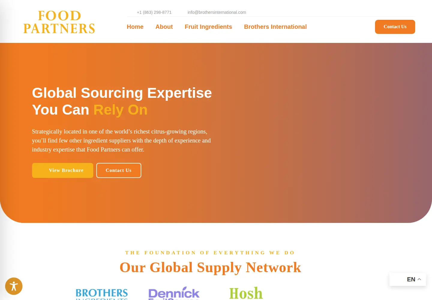 Captured homepage of foodpartners.com in the current scan