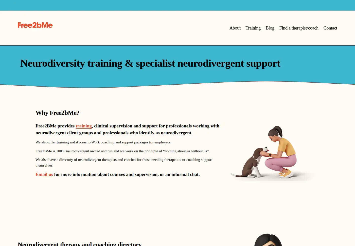 Captured homepage of free2bmeneurodiversity.com in the current scan