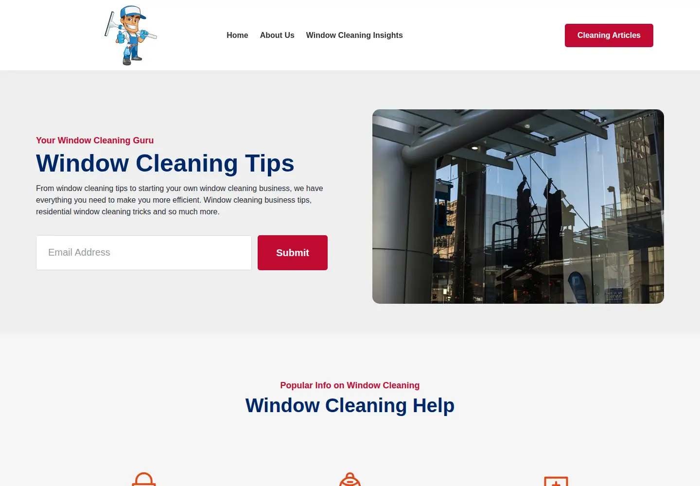 Captured homepage of freewindowcleaningtips.com in the current scan