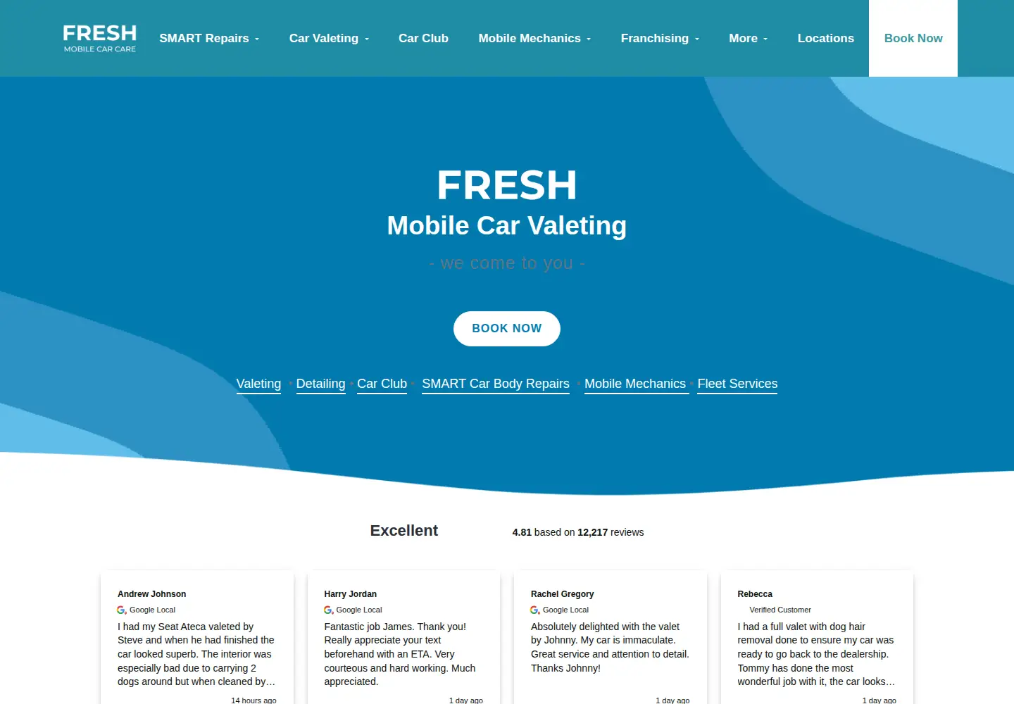 Screenshot of freshcarvaleting.com