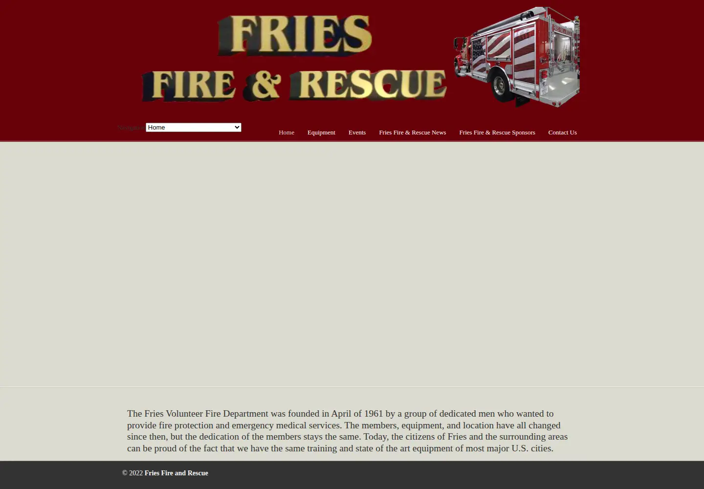 Captured homepage of friesfire.com in the current scan