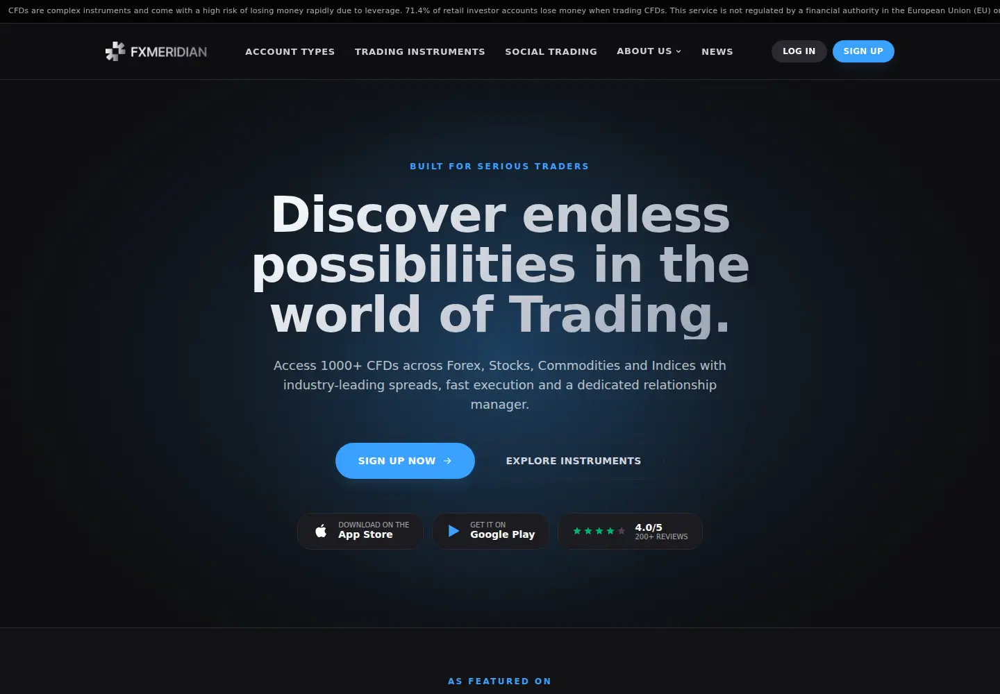 Screenshot of fxmeridian.com