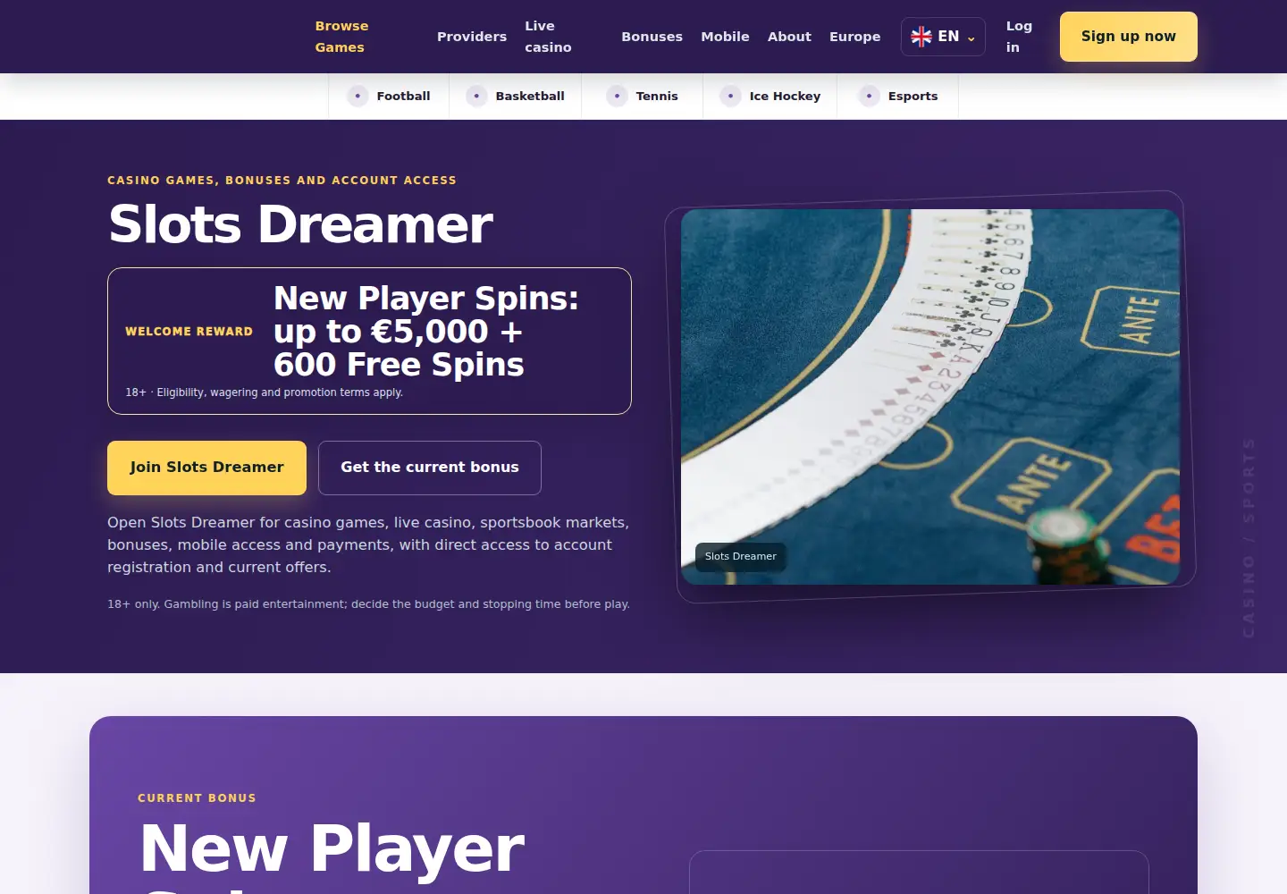 Screenshot of slotsdreamer.eu