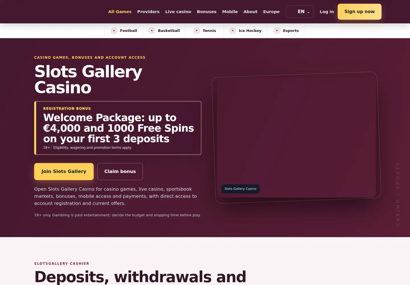 Screenshot of slotsgallery.eu