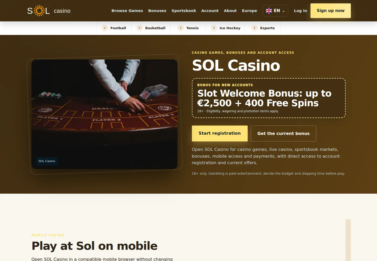 Screenshot of sol-casino.eu