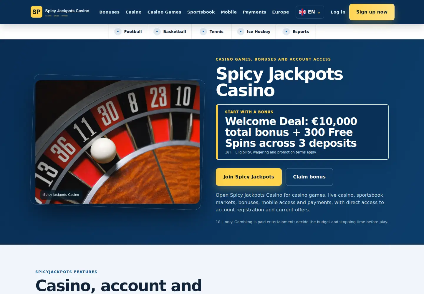Screenshot of spicyjackpots.eu