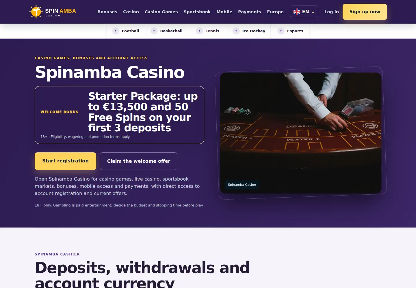 Screenshot of spinamba.eu