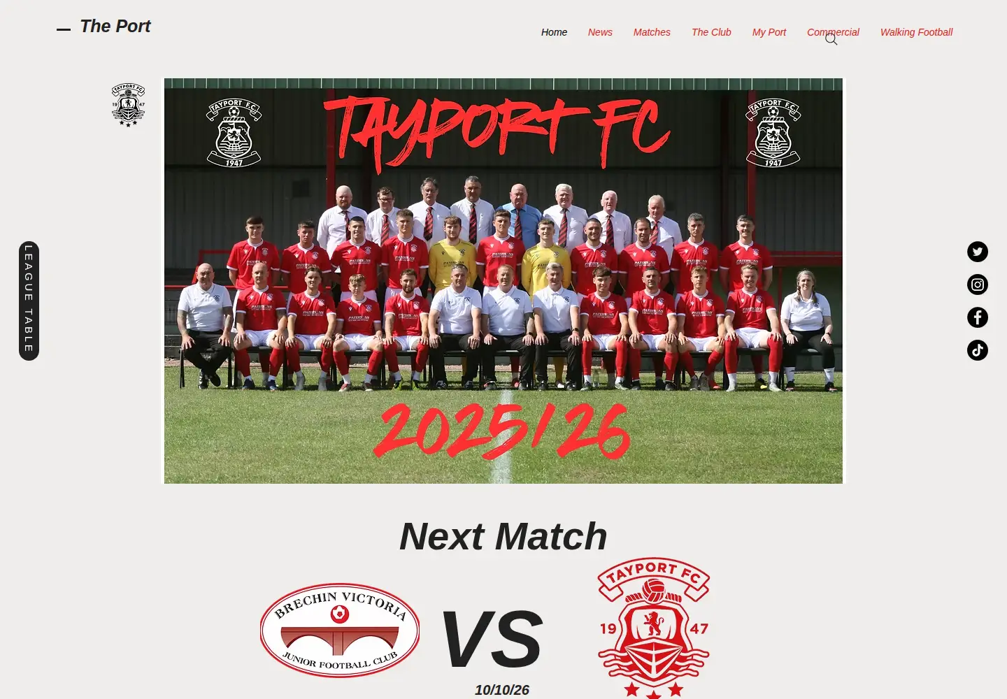 Captured homepage of tayportfc.org in the current scan