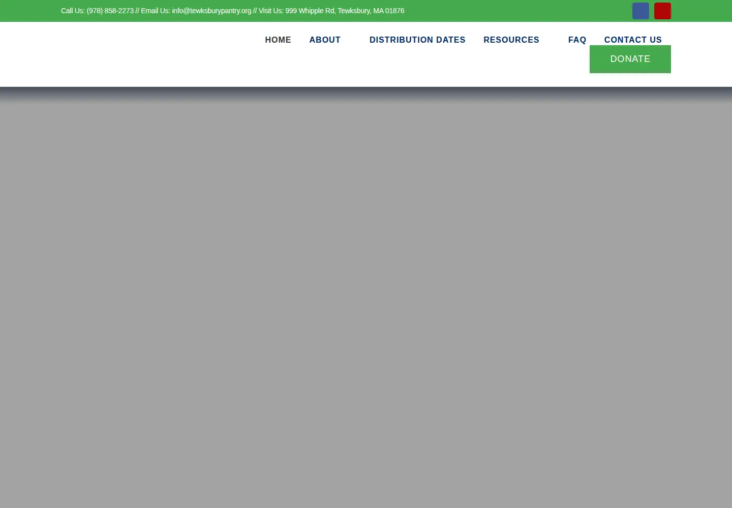 Captured homepage of tewksburypantry.org in the current scan