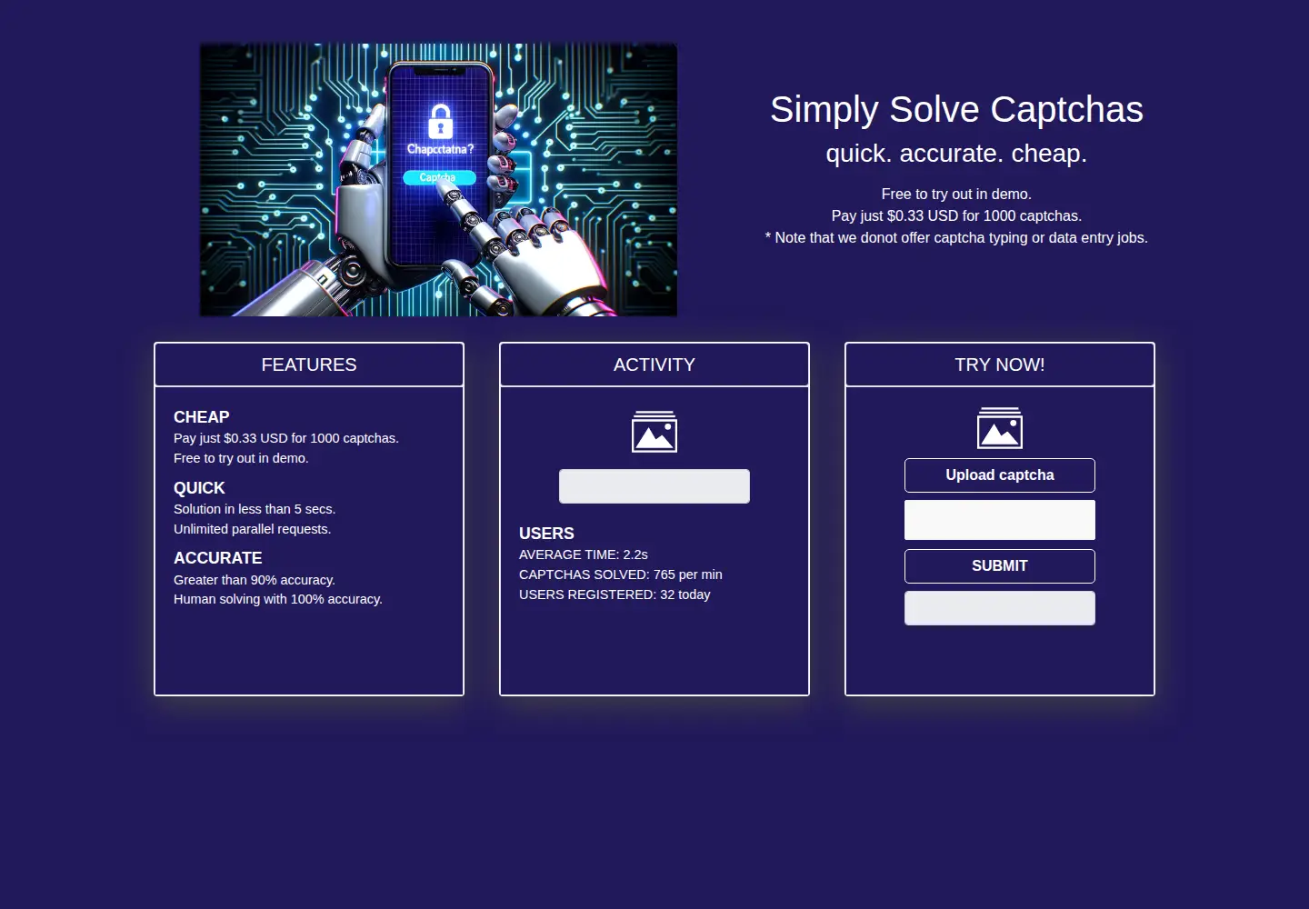 Captured homepage of truecaptcha.org in the current scan