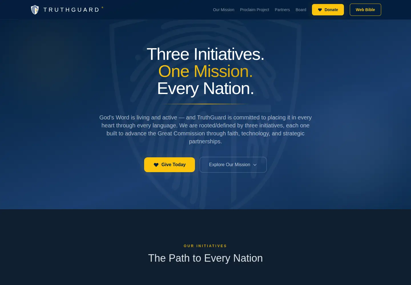 Captured homepage of truthguard.org in the current scan