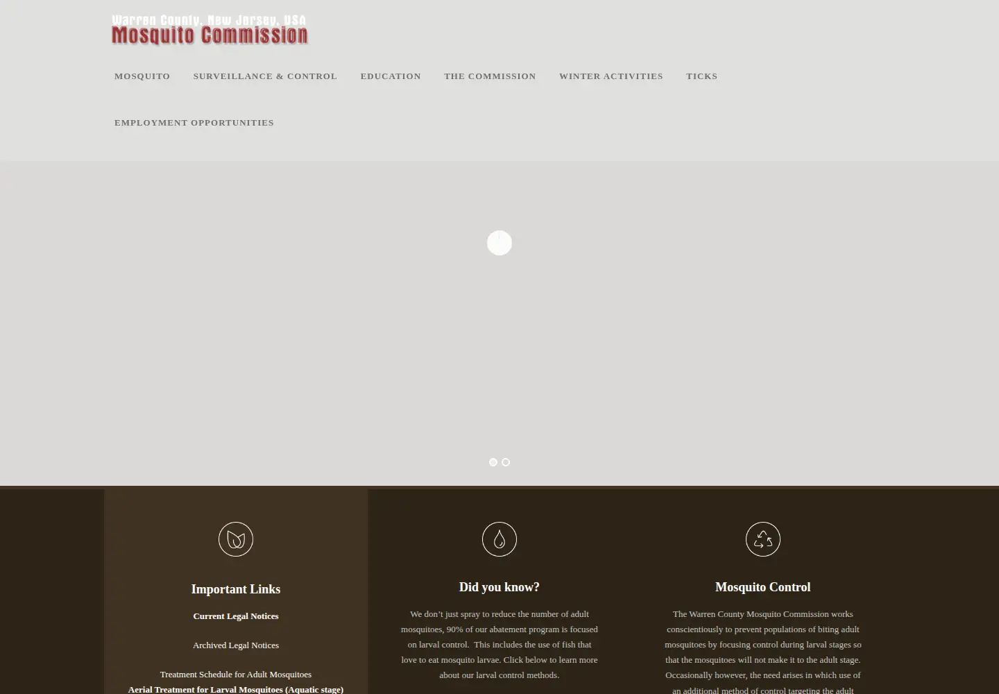 Captured homepage of warrencountymosquito.org in the current scan
