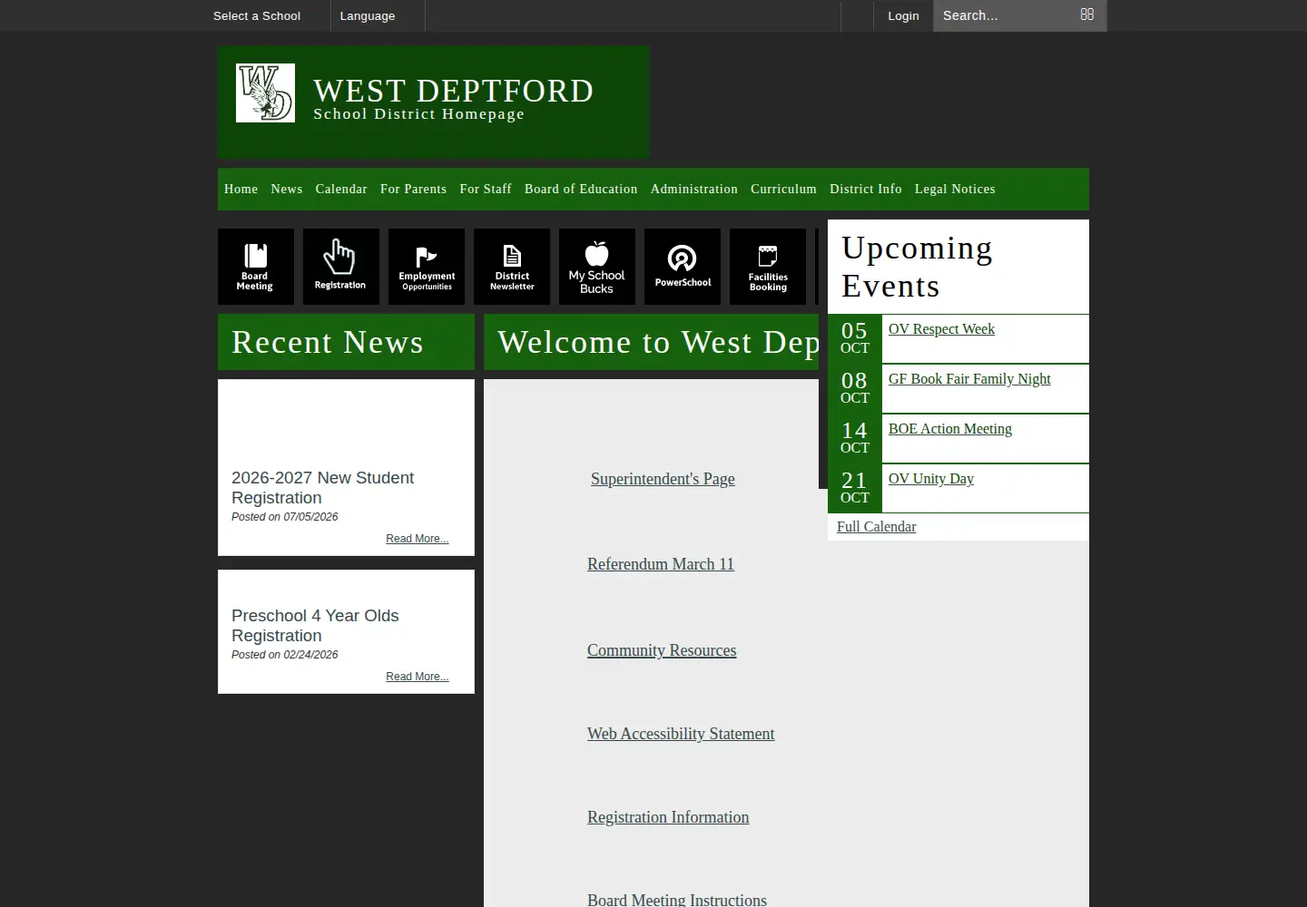 Captured homepage of wdschools.org in the current scan