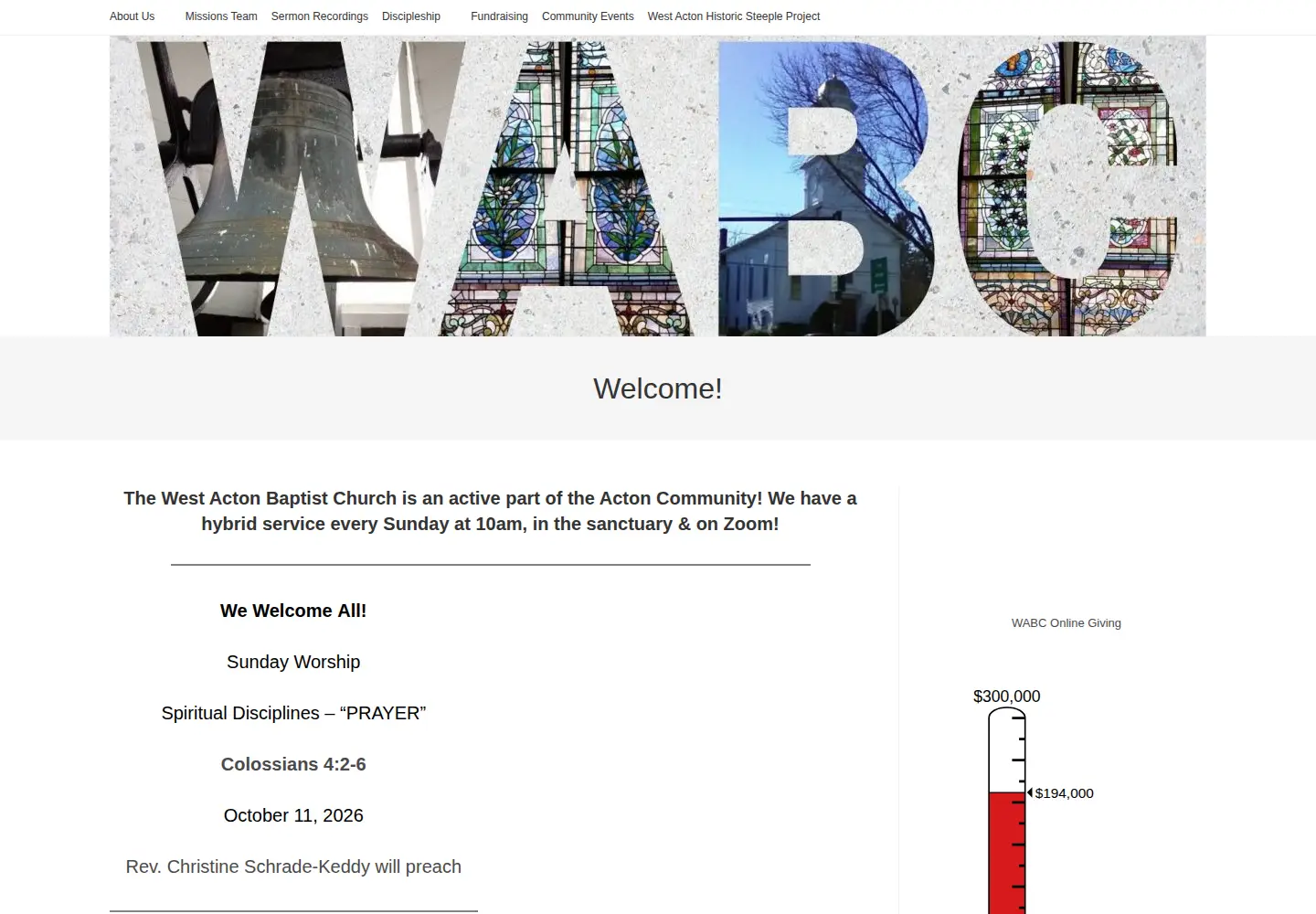 Screenshot of westactonbaptistchurch.org