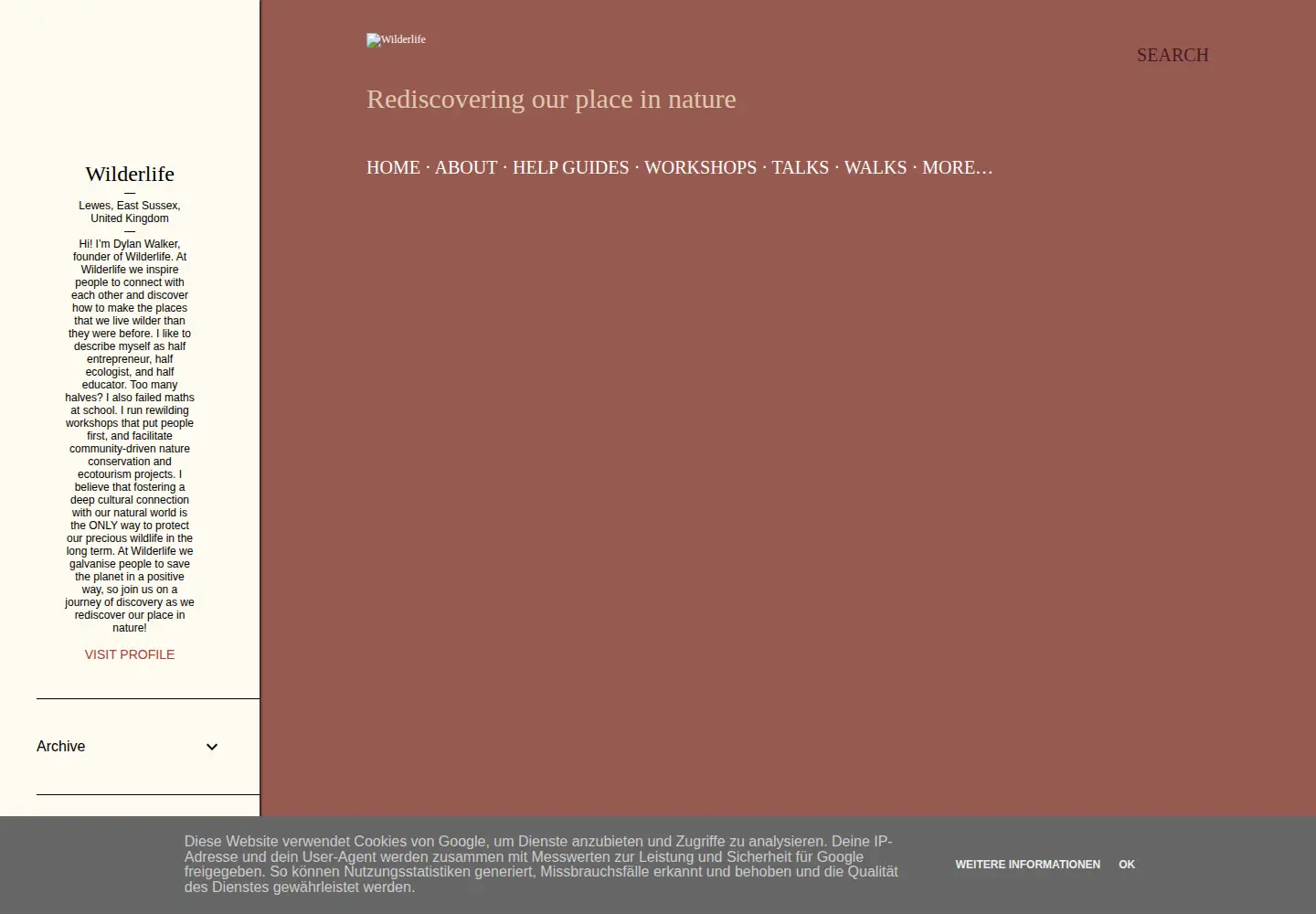 Captured homepage of wilderlife.org in the current scan