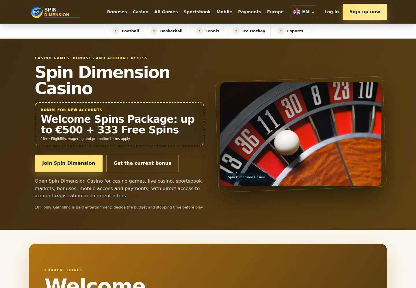 Screenshot of spindimension.eu