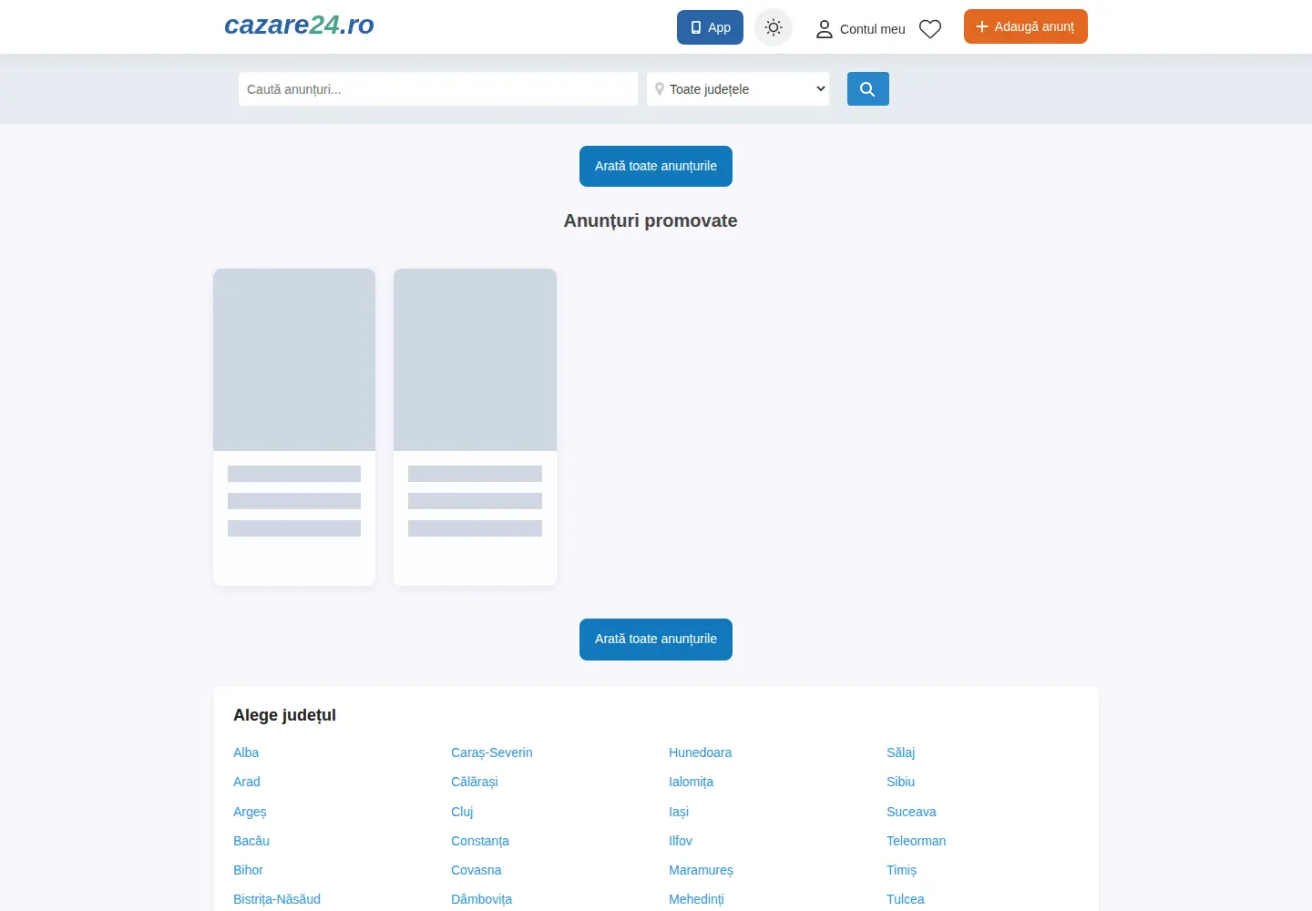 Captured homepage of cazare24.ro in the current scan