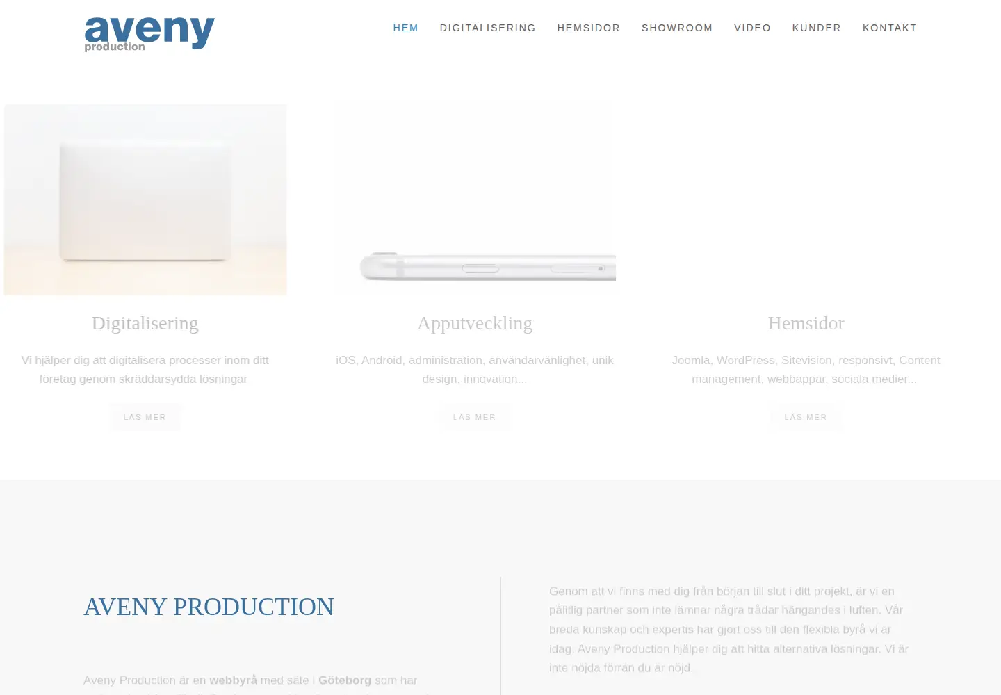 Screenshot of avenyproduction.se