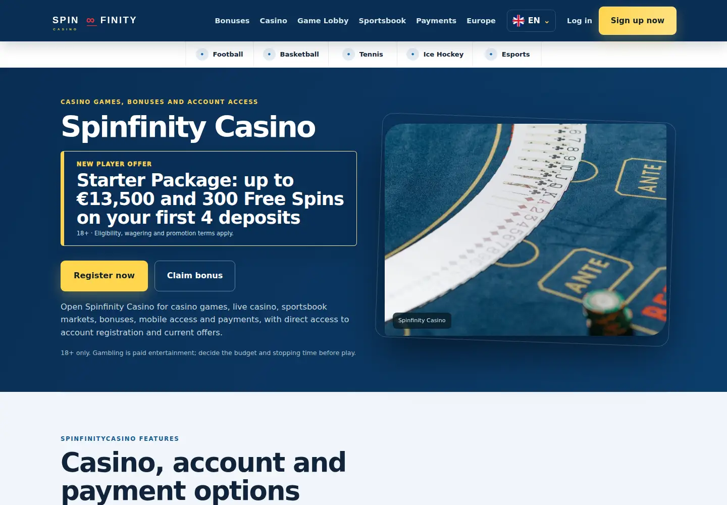 Screenshot of spinfinitycasino.eu