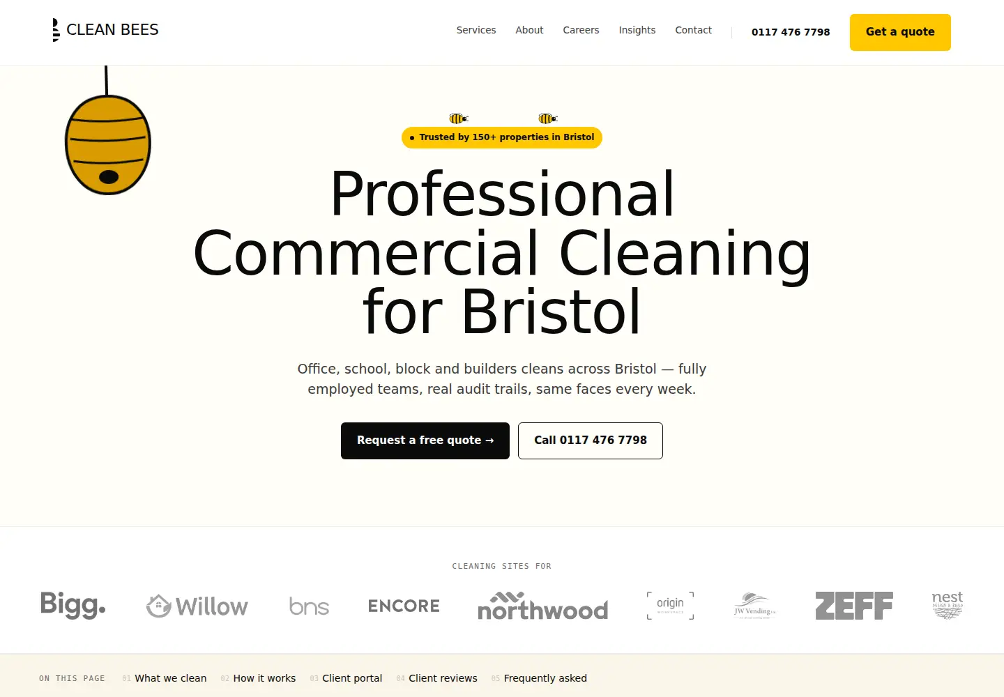 Screenshot of cleanbees.co.uk
