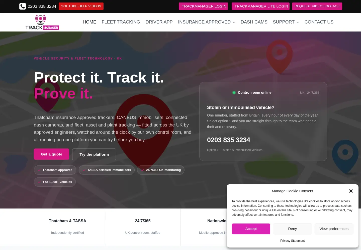 Screenshot of trackmanager.co.uk