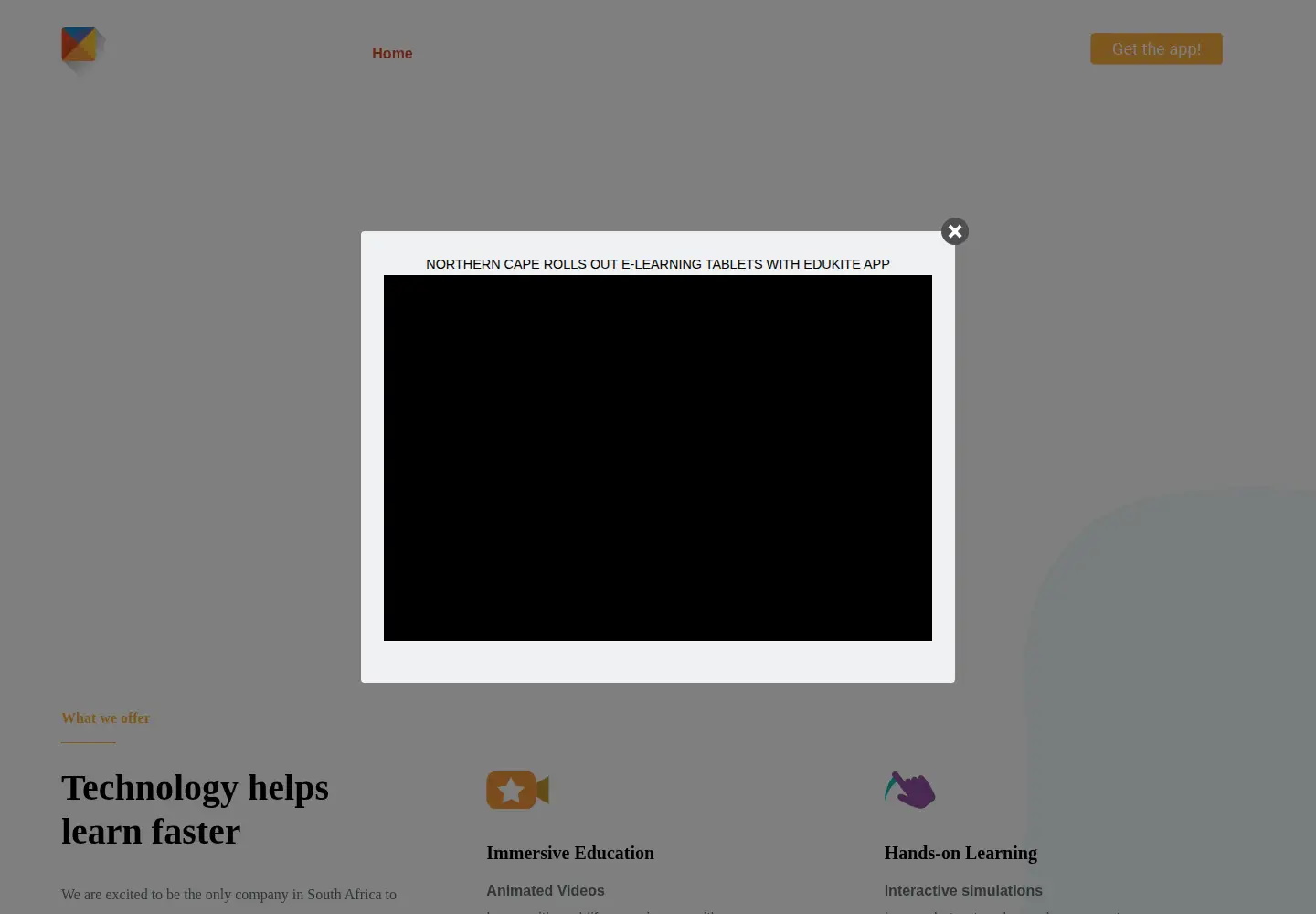 Screenshot of edukite.co.za