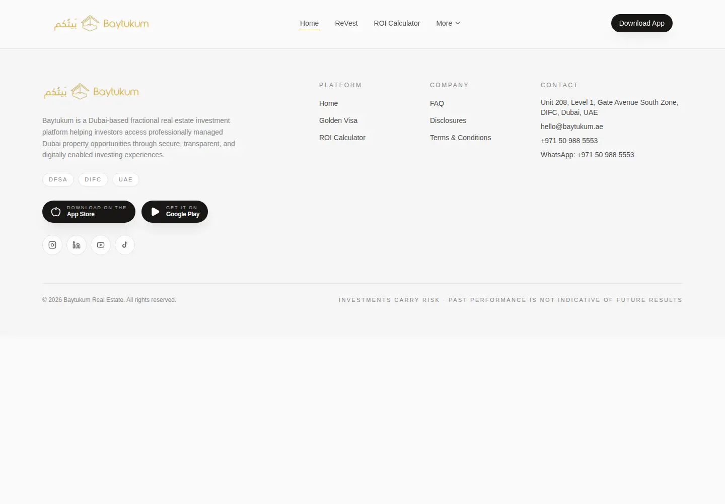 Screenshot of baytukum.ae