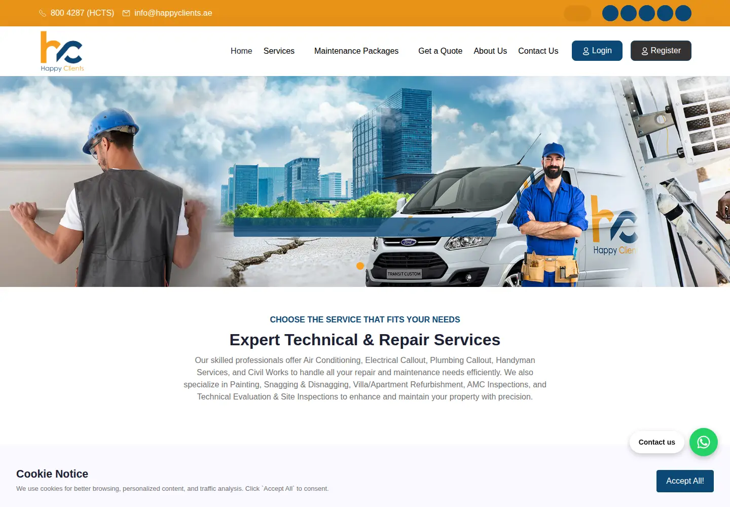 Captured homepage of happyclients.ae in the current scan