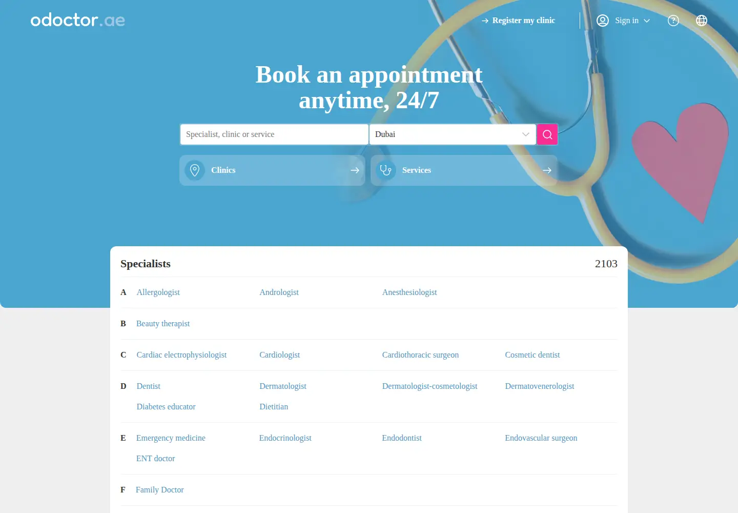 Captured homepage of odoctor.ae in the current scan