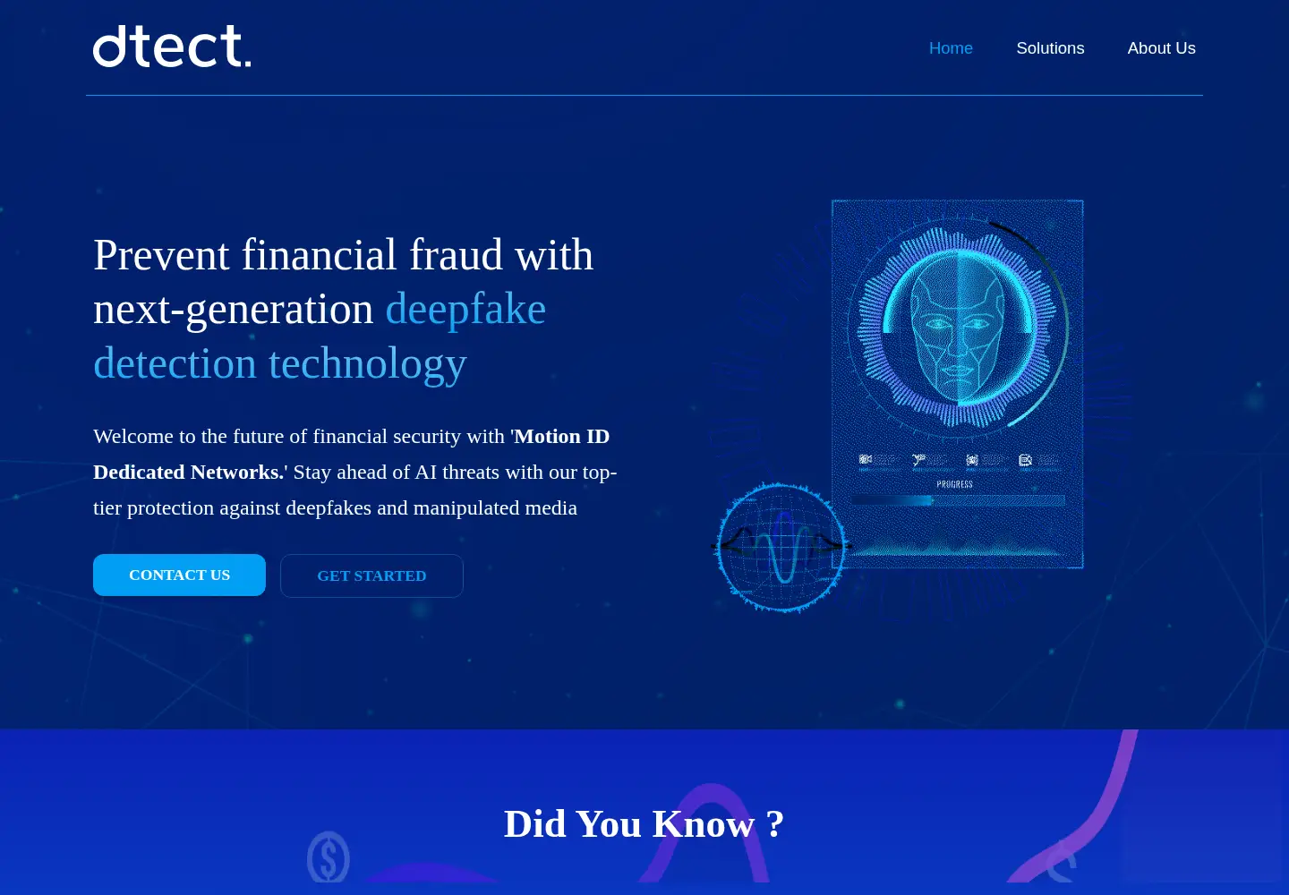 Captured homepage of dtectvision.ai in the current scan
