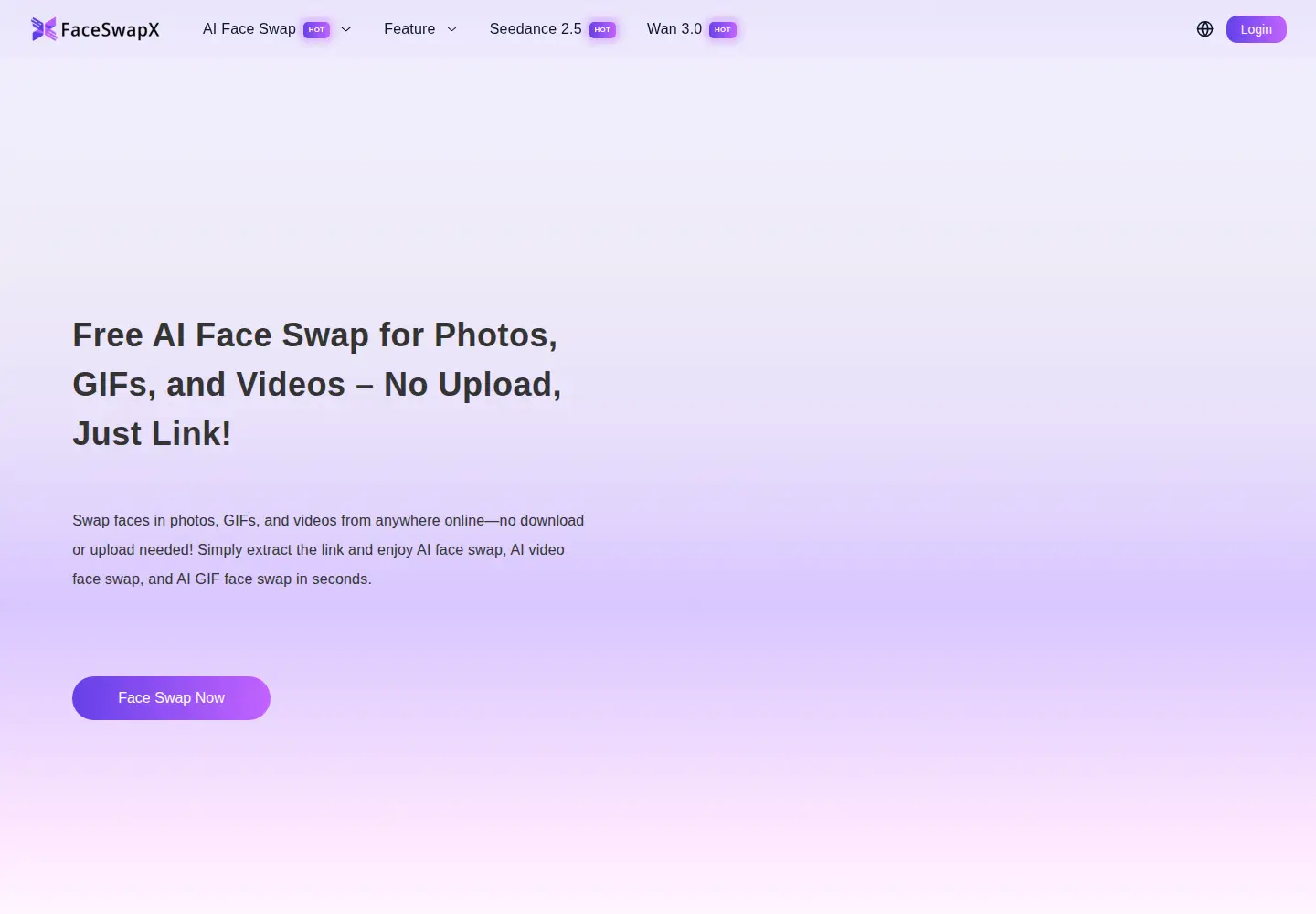 Captured homepage of faceswapx.ai in the current scan