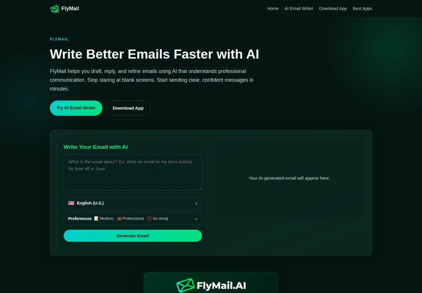 Screenshot of flymail.ai